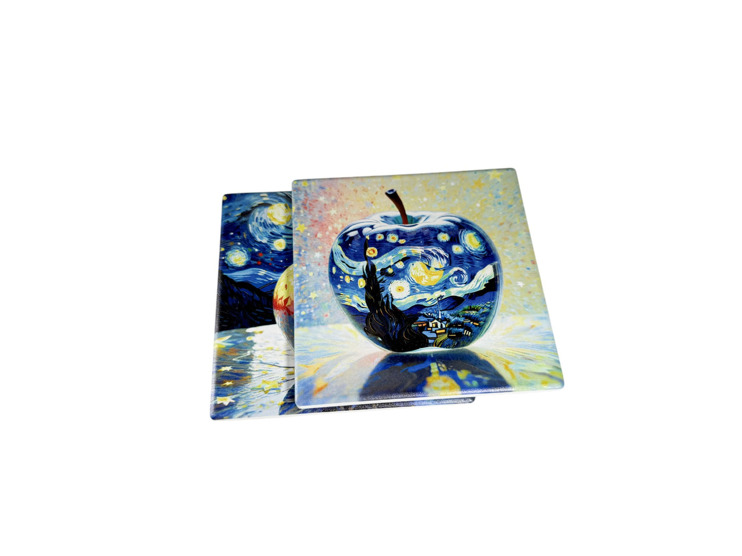 Square Ceramic Coasters 10cm x 10cm Set of Two - Starry Fruitscape