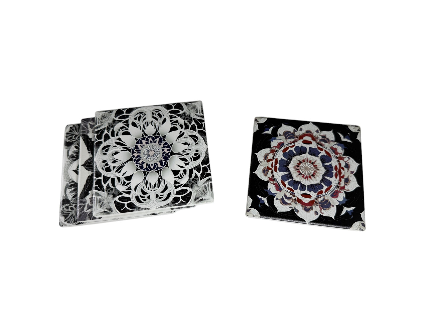 Square Ceramic Coasters 10cm x 10cm Set of Four - Mystic Mandalas