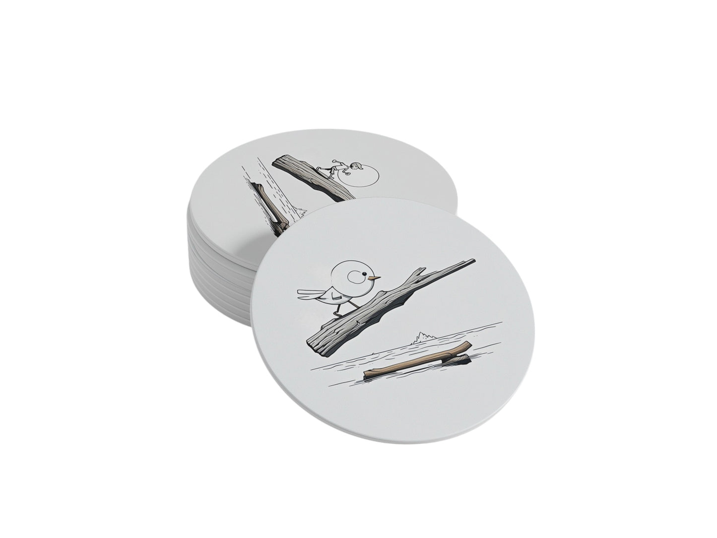 Round Coasters Ceramic Coasters 10cm Diameter Set of Two - Driftwood Journeys