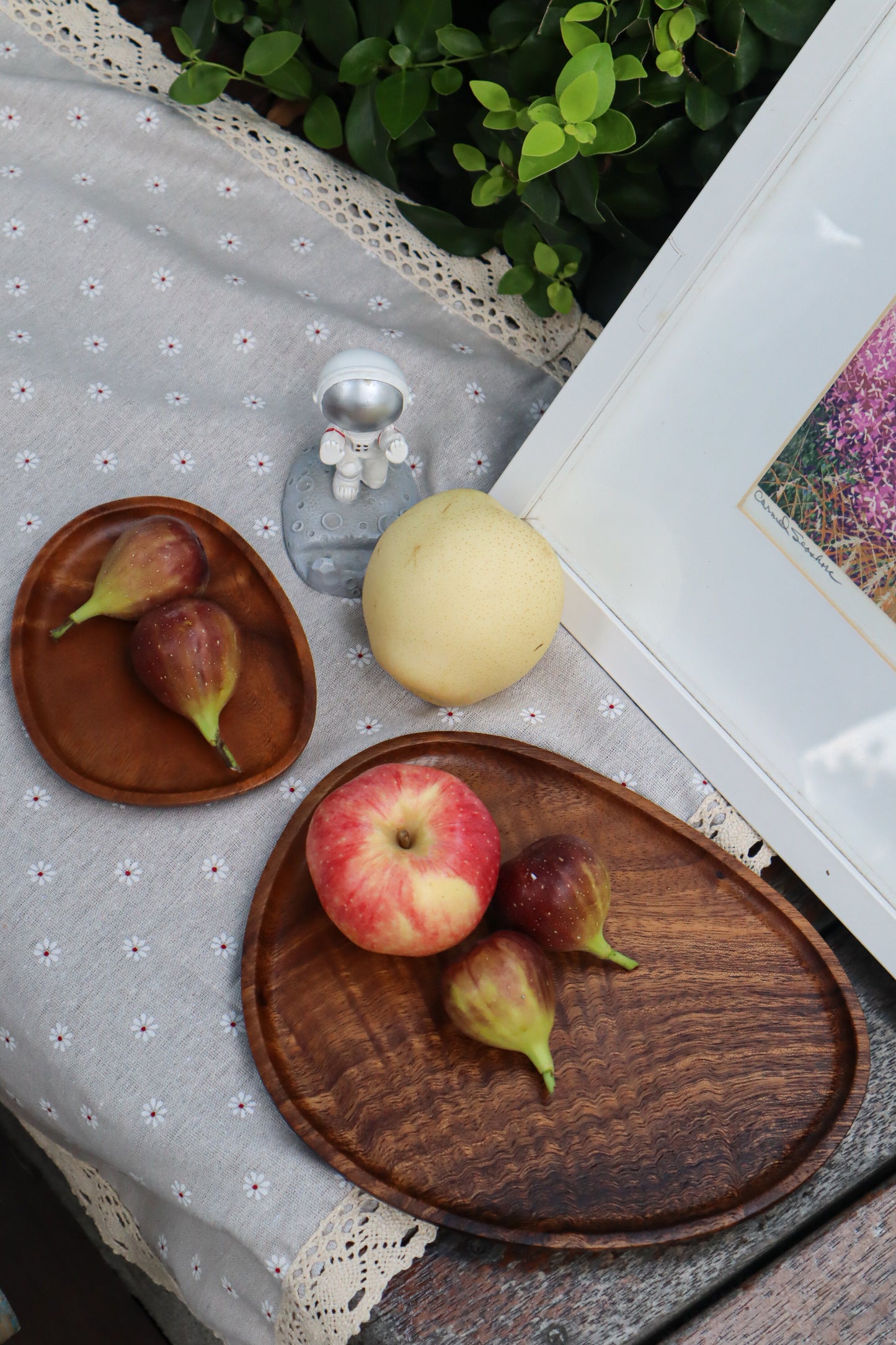 Egg Shaped Premium Firwood Wooden Plate 16cm x 13cm x 2cm