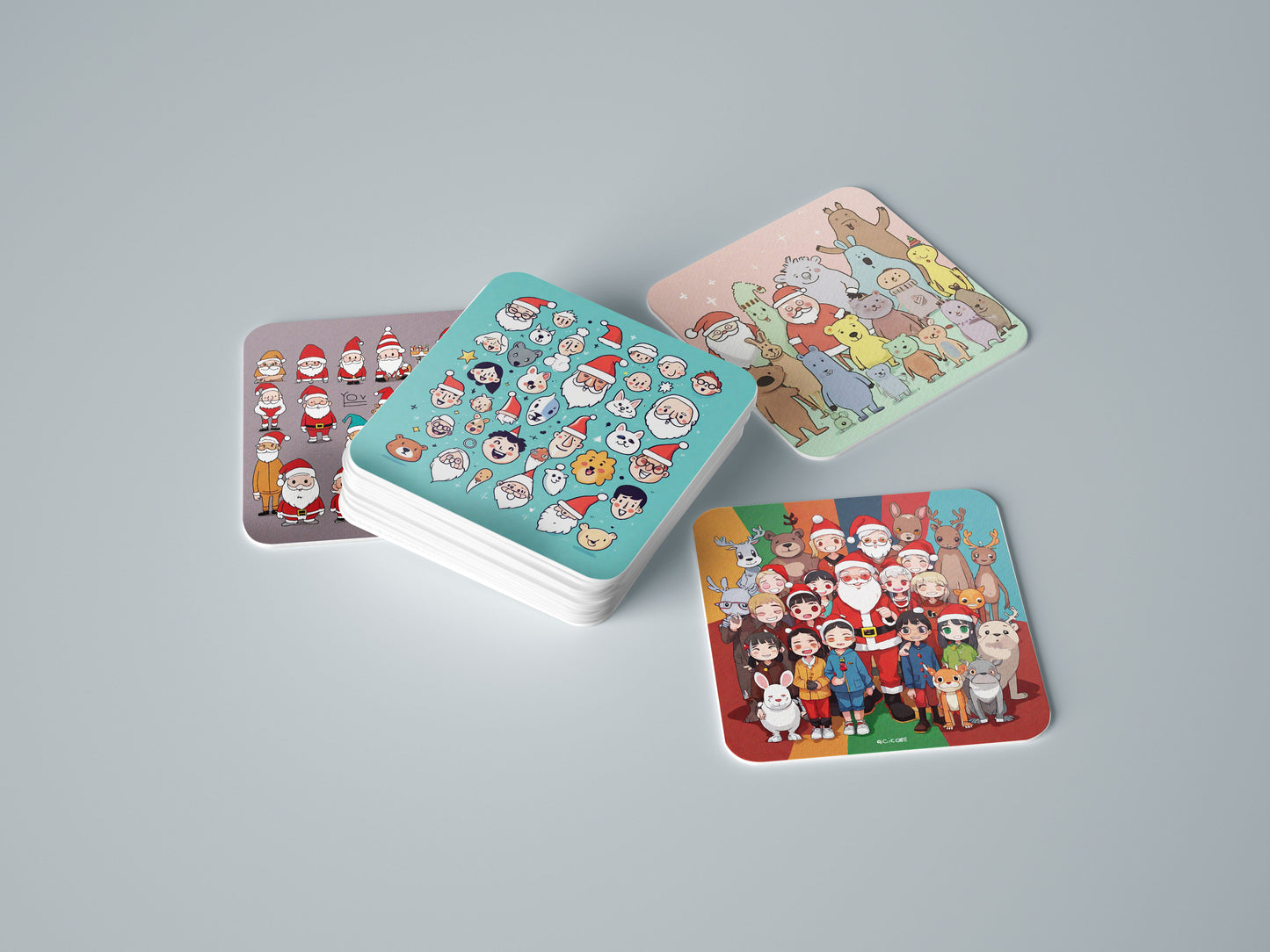 Square Coasters - Santa’s Jolly Crew