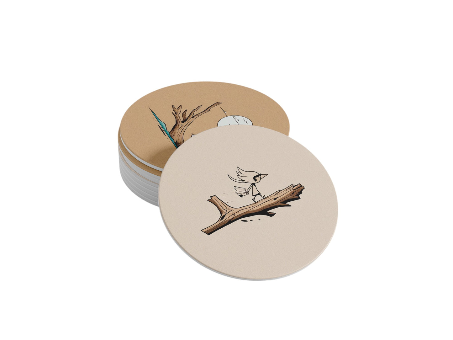 Round Coasters Ceramic Coasters 10cm Diameter Set of Two - The Driftwood Chronicles