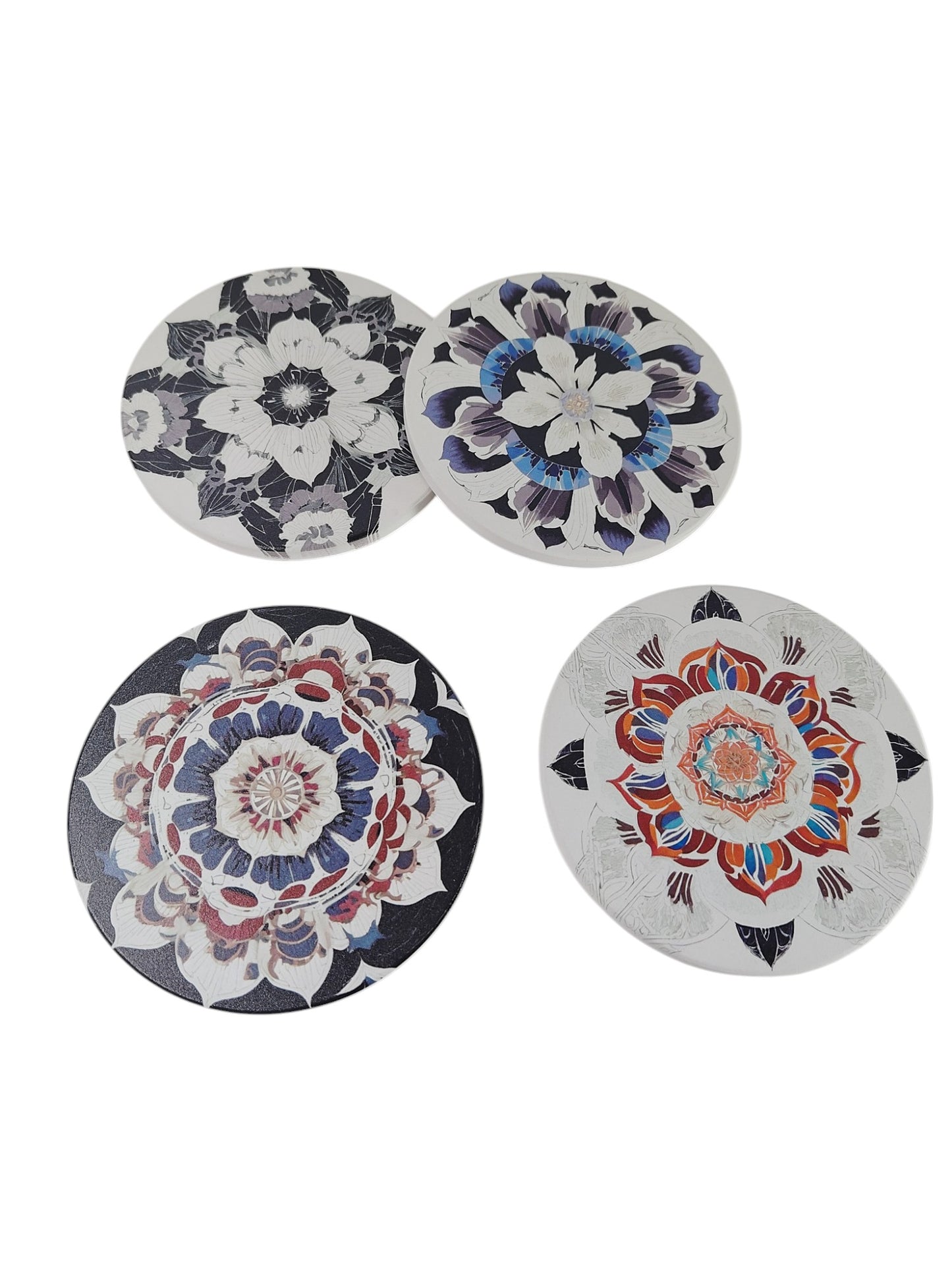 Round Ceramic Coasters 10cm Diameter Set of Three  - Mystic Mandalas