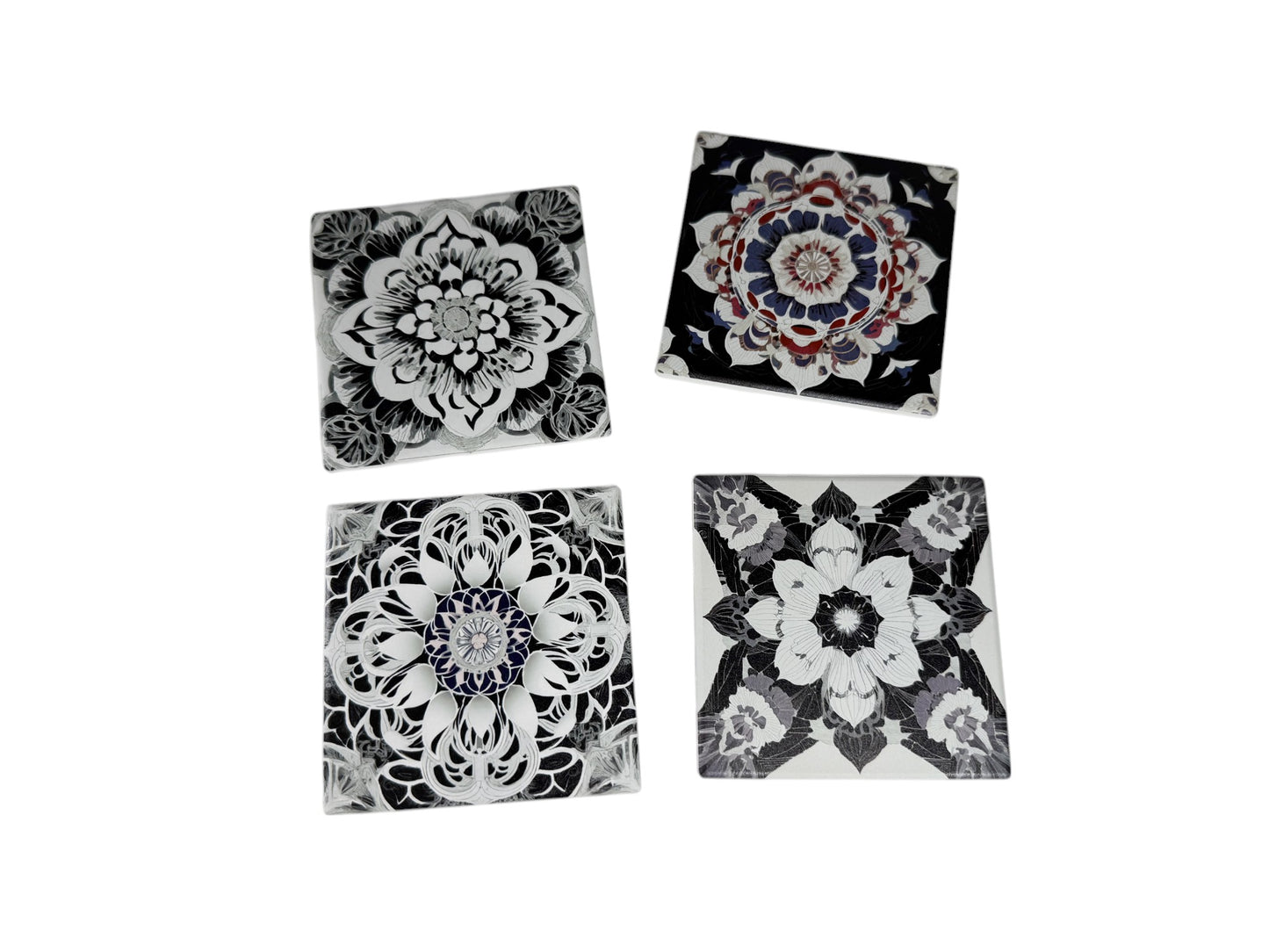 Square Ceramic Coasters 10cm x 10cm Set of Four - Mystic Mandalas