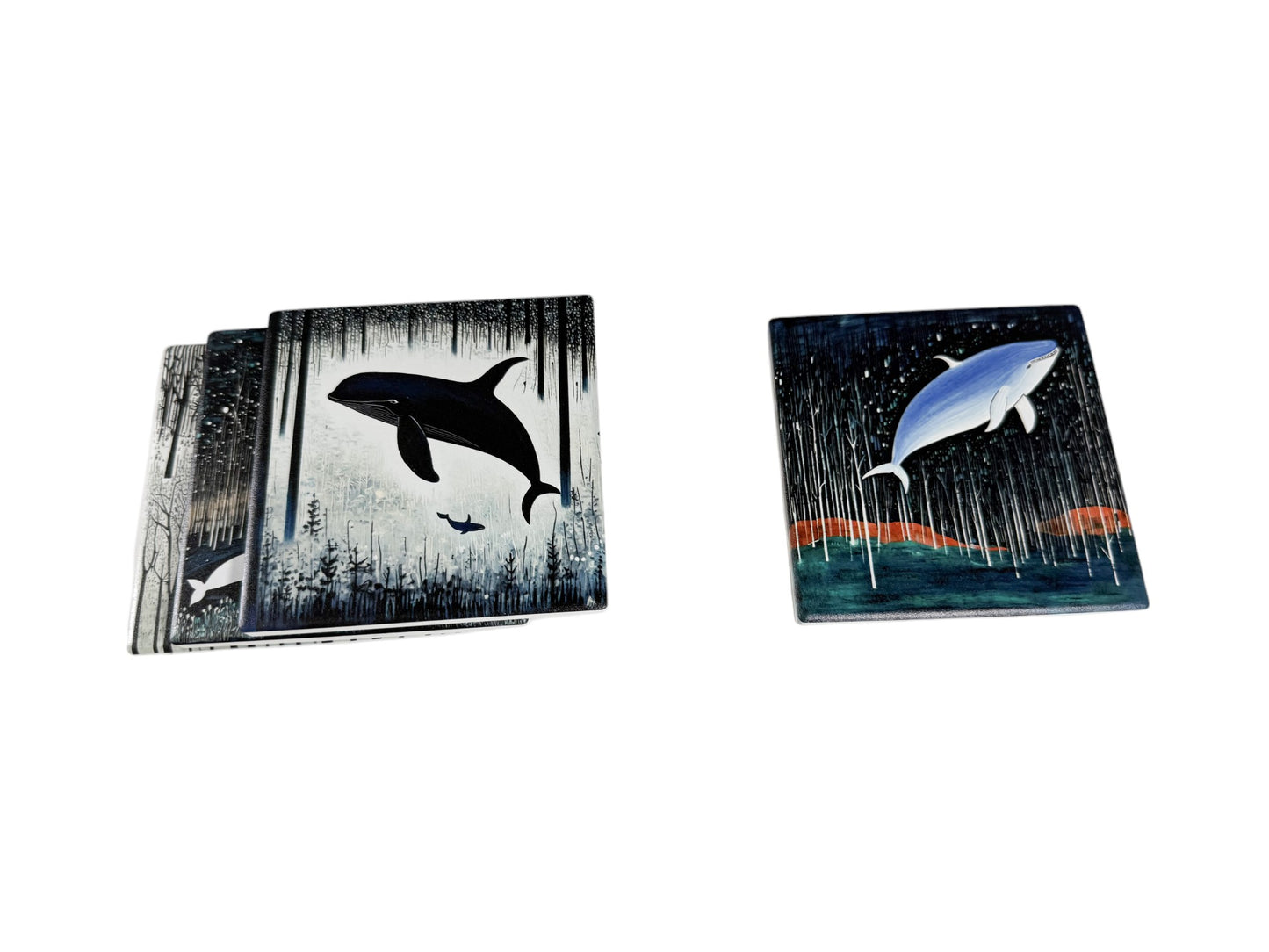 Square Ceramic Coasters 10cm x 10cm Set of Four - Mystic Oceanwood