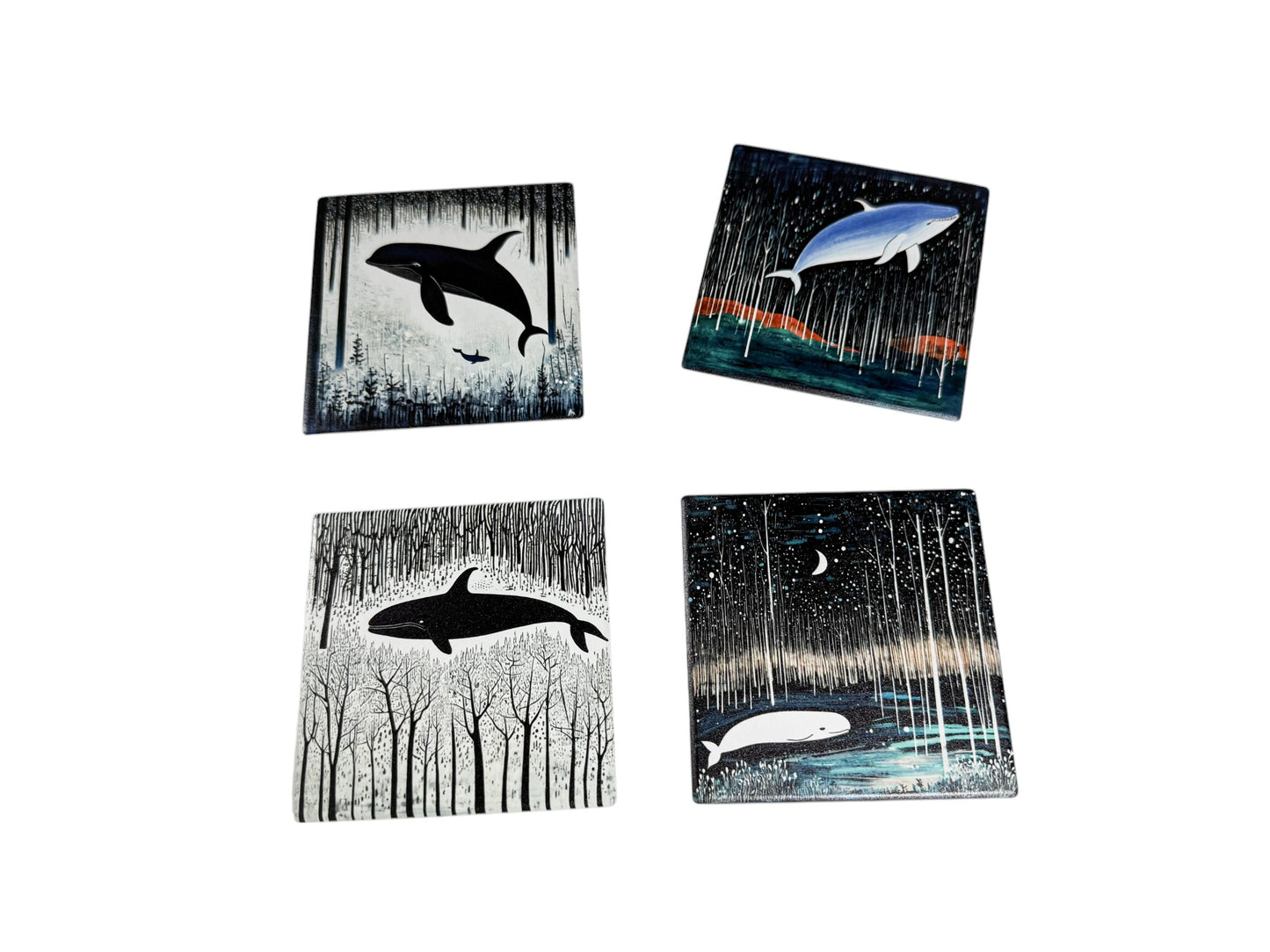 Square Ceramic Coasters 10cm x 10cm Set of Four - Mystic Oceanwood