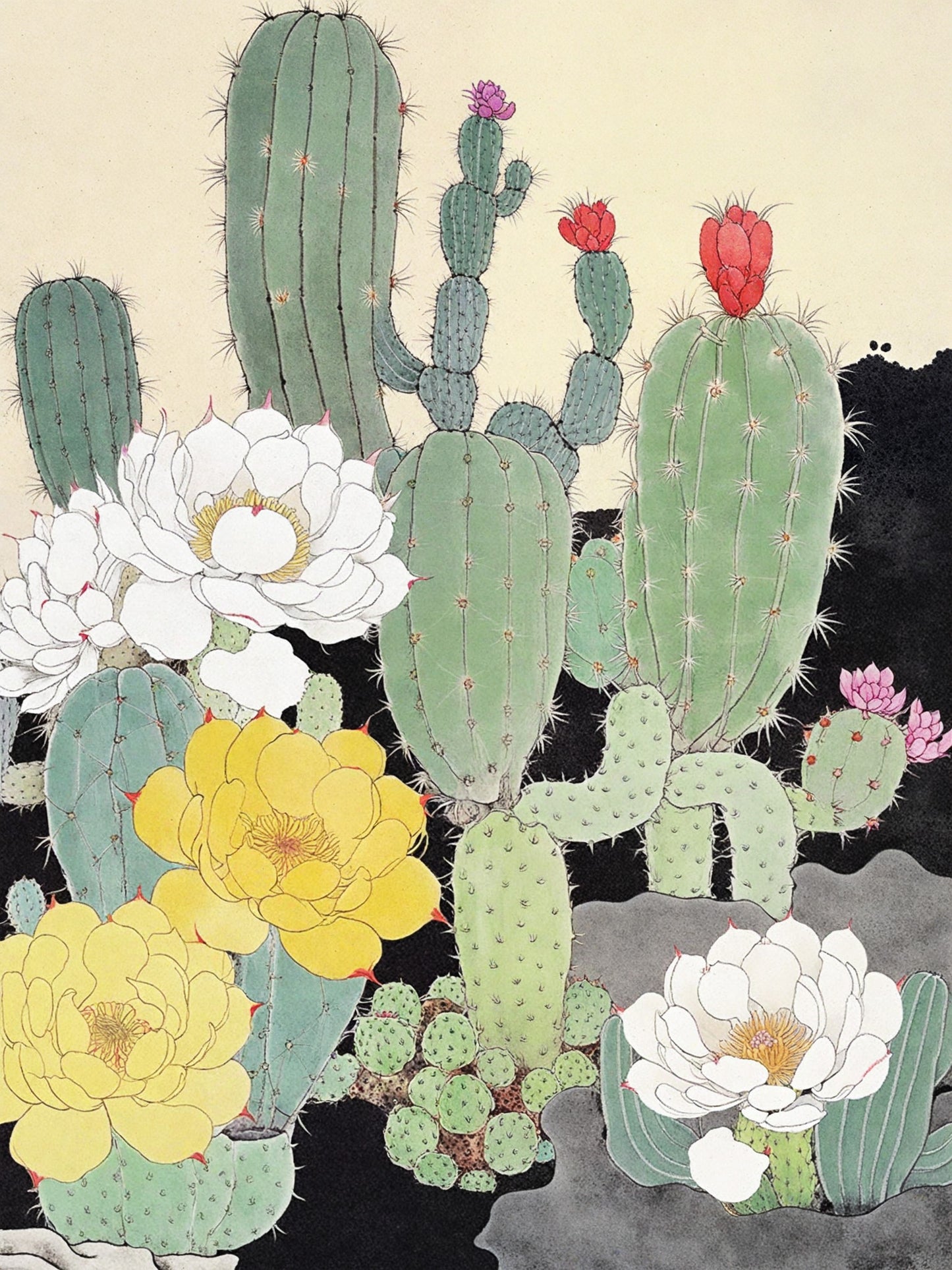 Wall Art Prints 22cm × 29cm Textured Art Paper Fine Art Inkjet Printing - Desert Blossoms and Companions