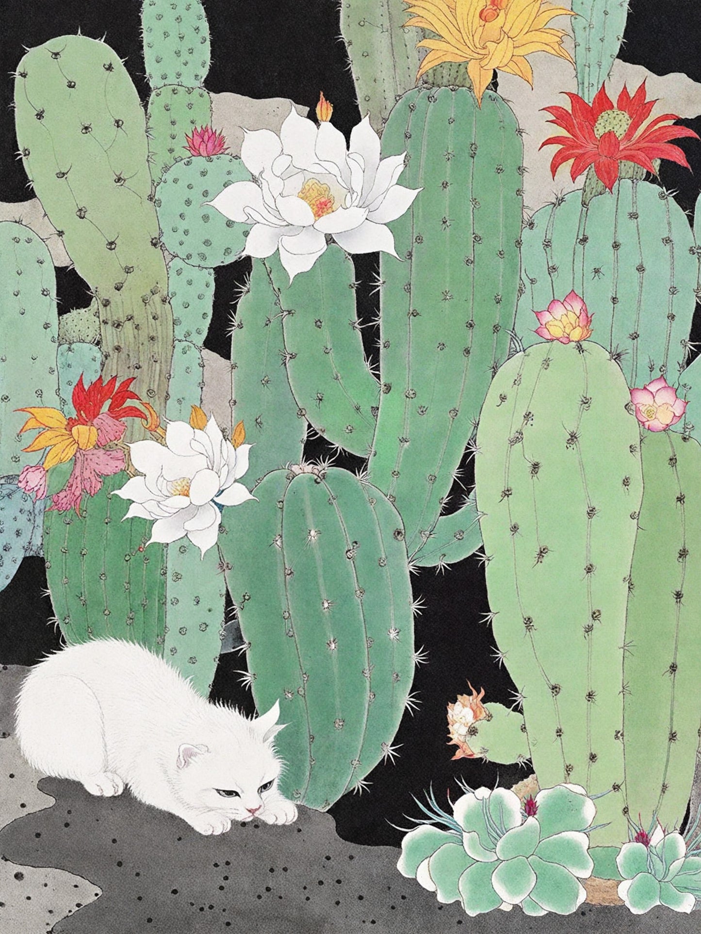 Wall Art Prints 22cm × 29cm Textured Art Paper Fine Art Inkjet Printing - Desert Blossoms and Companions