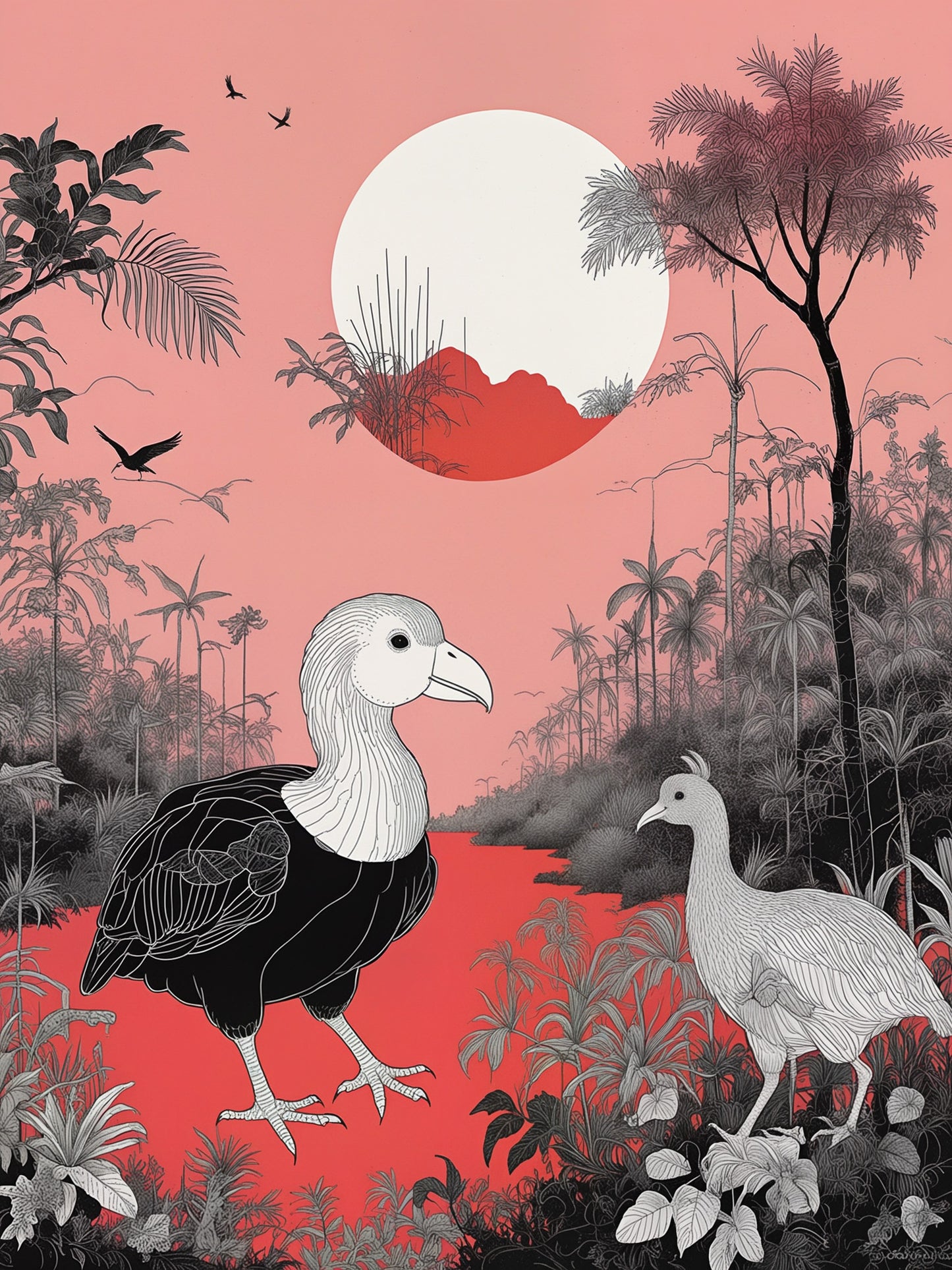 Wall Art Prints 22cm × 29cm Textured Art Paper Fine Art Inkjet Printing - Scarlet Serengeti