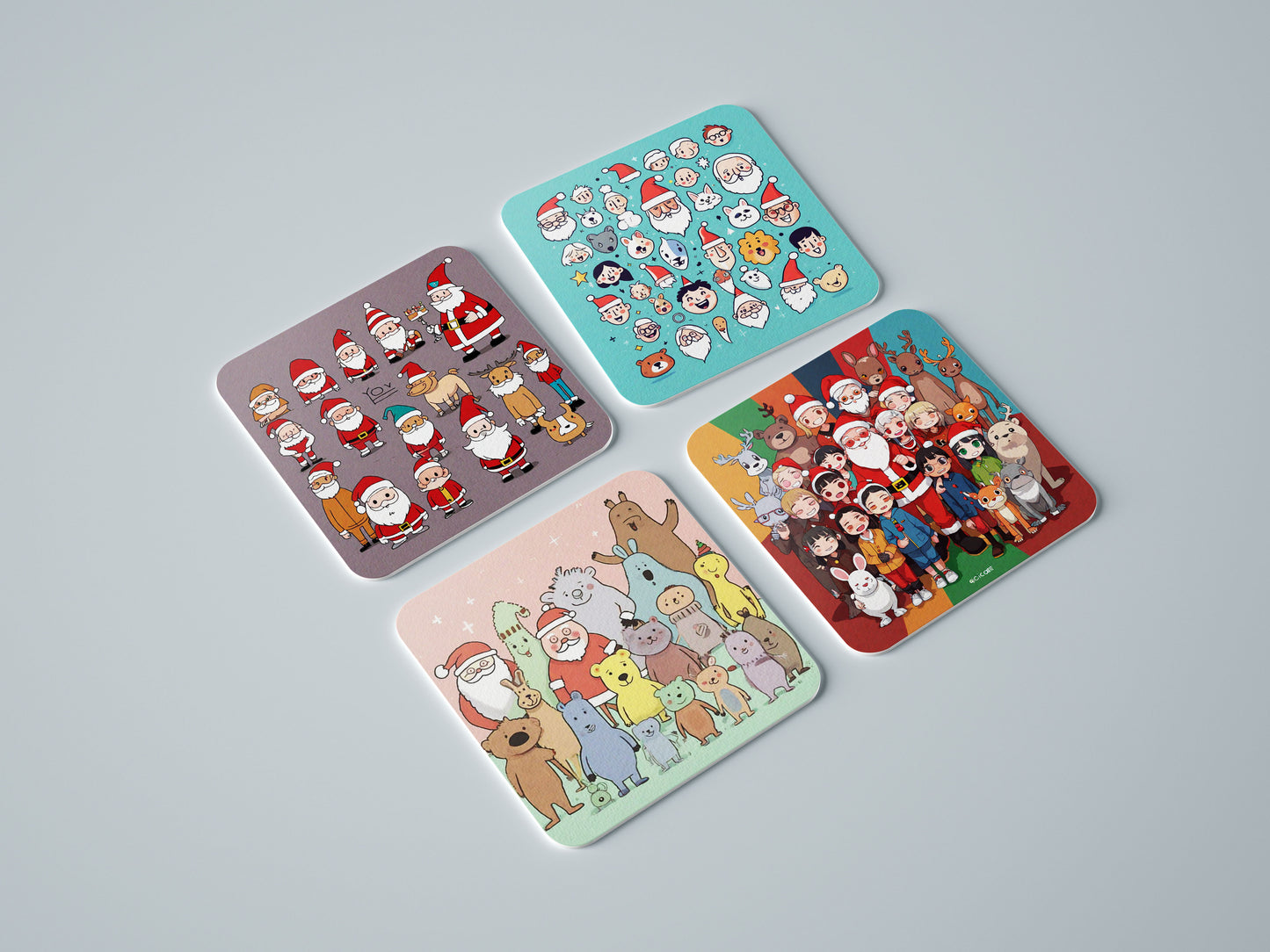 Square Coasters - Santa’s Jolly Crew