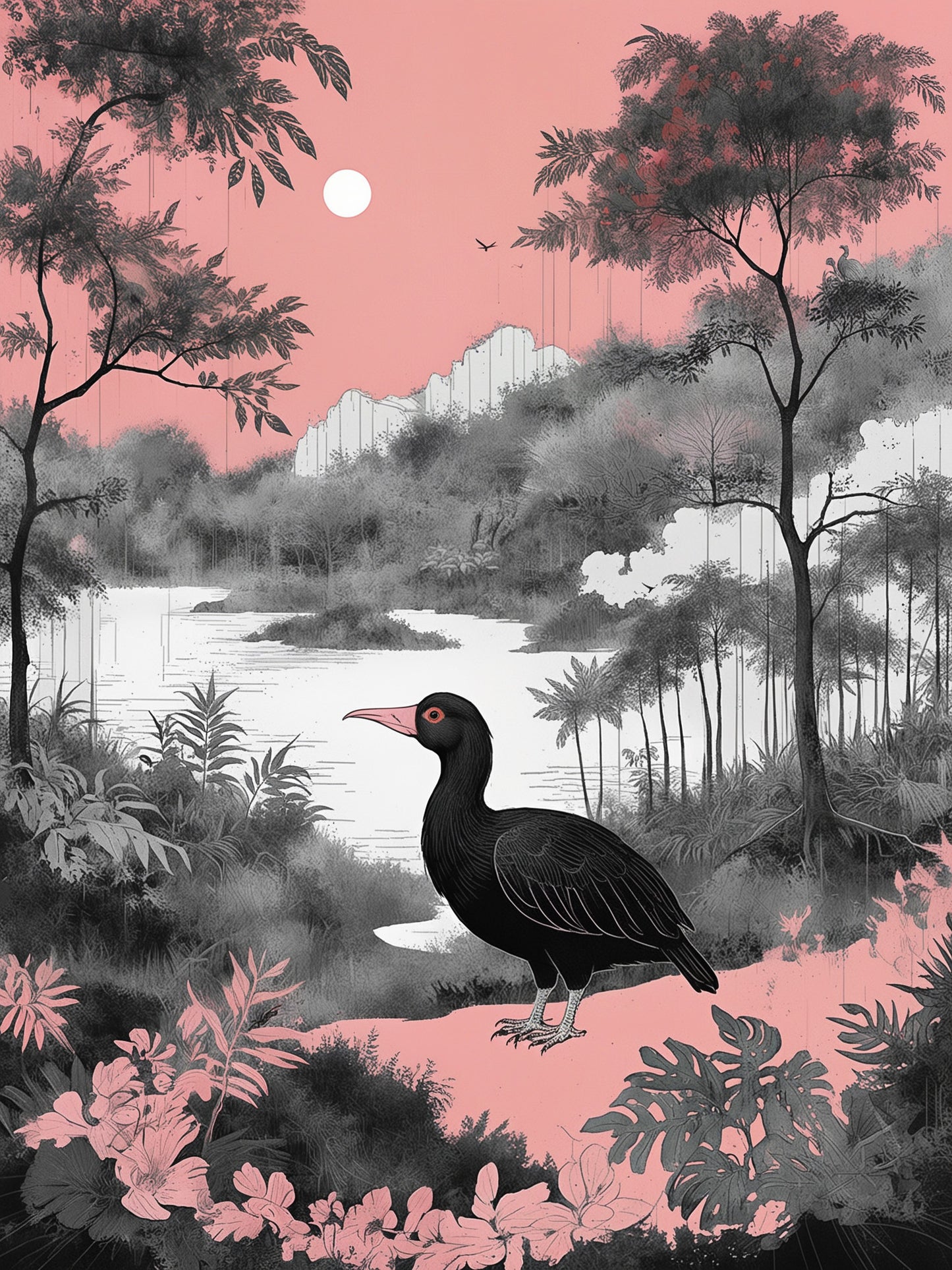 Wall Art Prints 22cm × 29cm Textured Art Paper Fine Art Inkjet Printing - Scarlet Serengeti